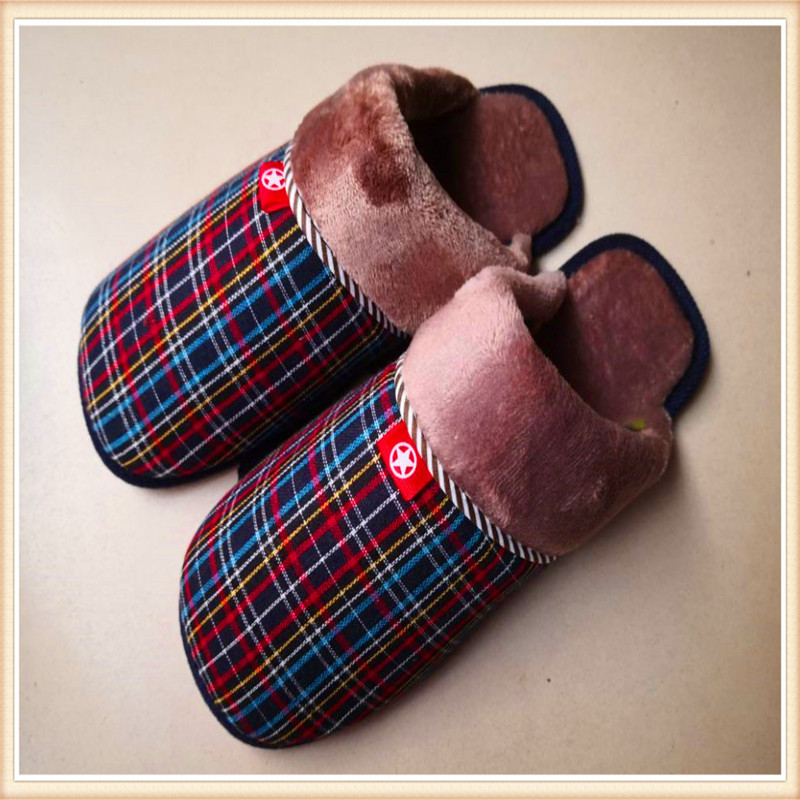 现货批发 秋冬季居家室内 情侣花格子 印花半成品拖鞋帮 透气保暖