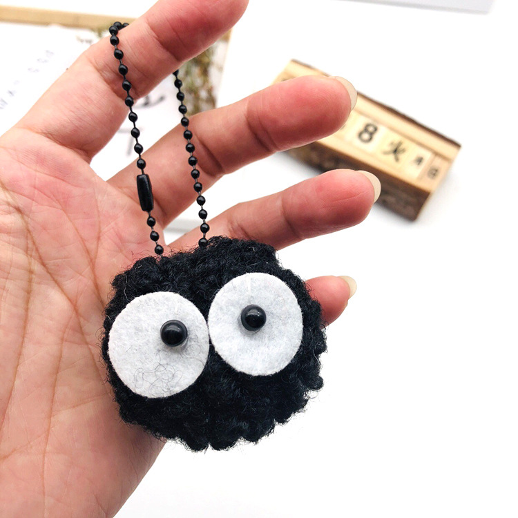 煤炭球灰尘精灵黑炭可爱背包卡通毛绒挂件婚礼小礼物小配件钥匙扣