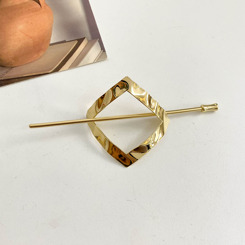 South Korea Dongdaemun Same Product Metal Geometry Hairpin Elegant Retro Updo High Sense Hair Clasp Simple Hairpin Accessories