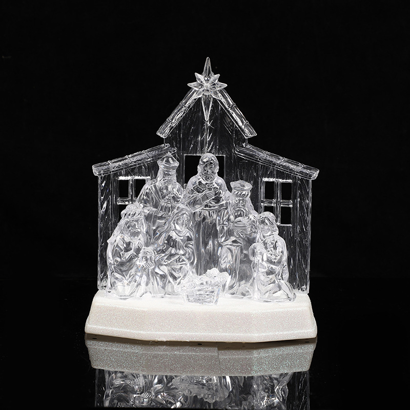 2020年新款发光屏风马槽摆件亚克力水晶人物生日礼物摆件厂家批发