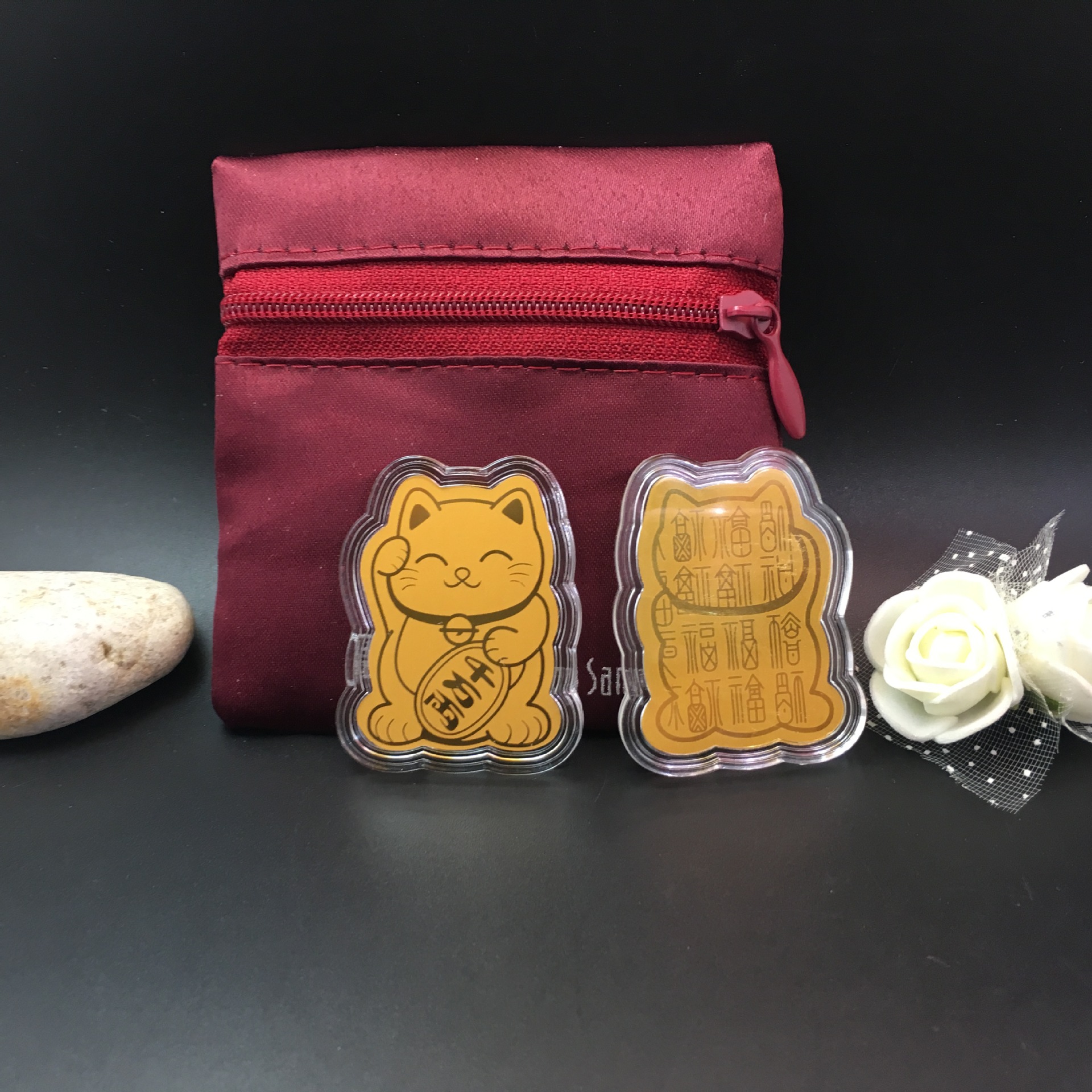 周同款招财猫手机贴金箔抖音同款黄金招财猫金片商务送礼随手礼品