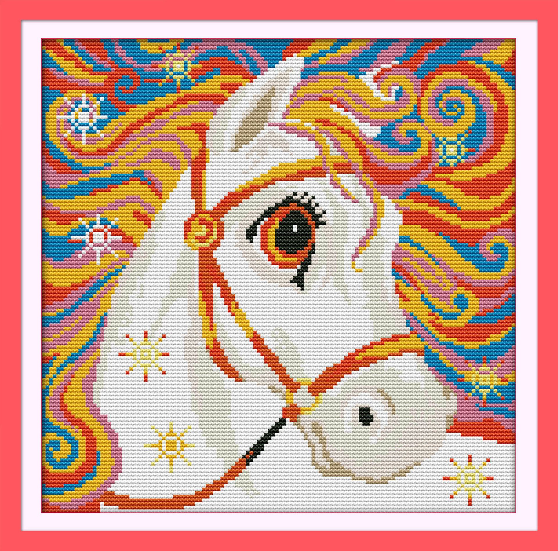 跨境diy新款十字绣 满绣彩虹马小幅简单自绣刺绣画材料包一件代发