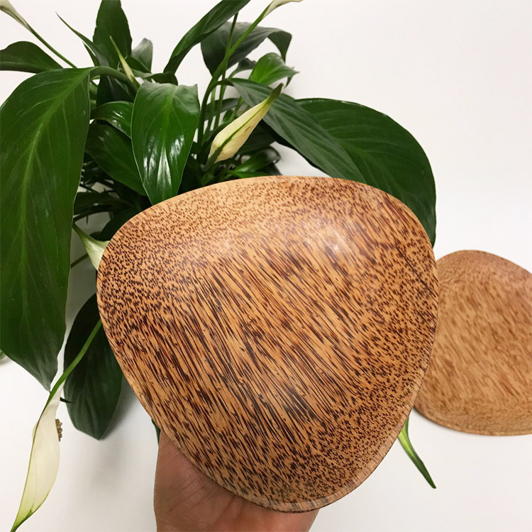 天然椰子木干果碟三角形水果盘椰树产品东南亚特色工艺品量大优惠