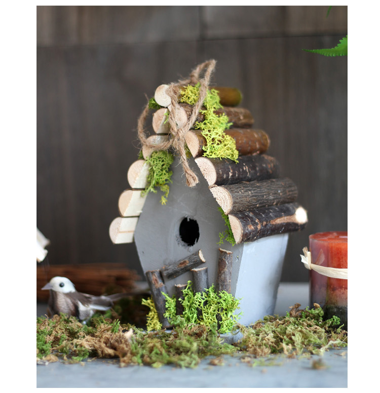 手工木头鸟巢鸟窝鸟屋小房子阳台花园庭院挂饰森系橱窗装饰摆件