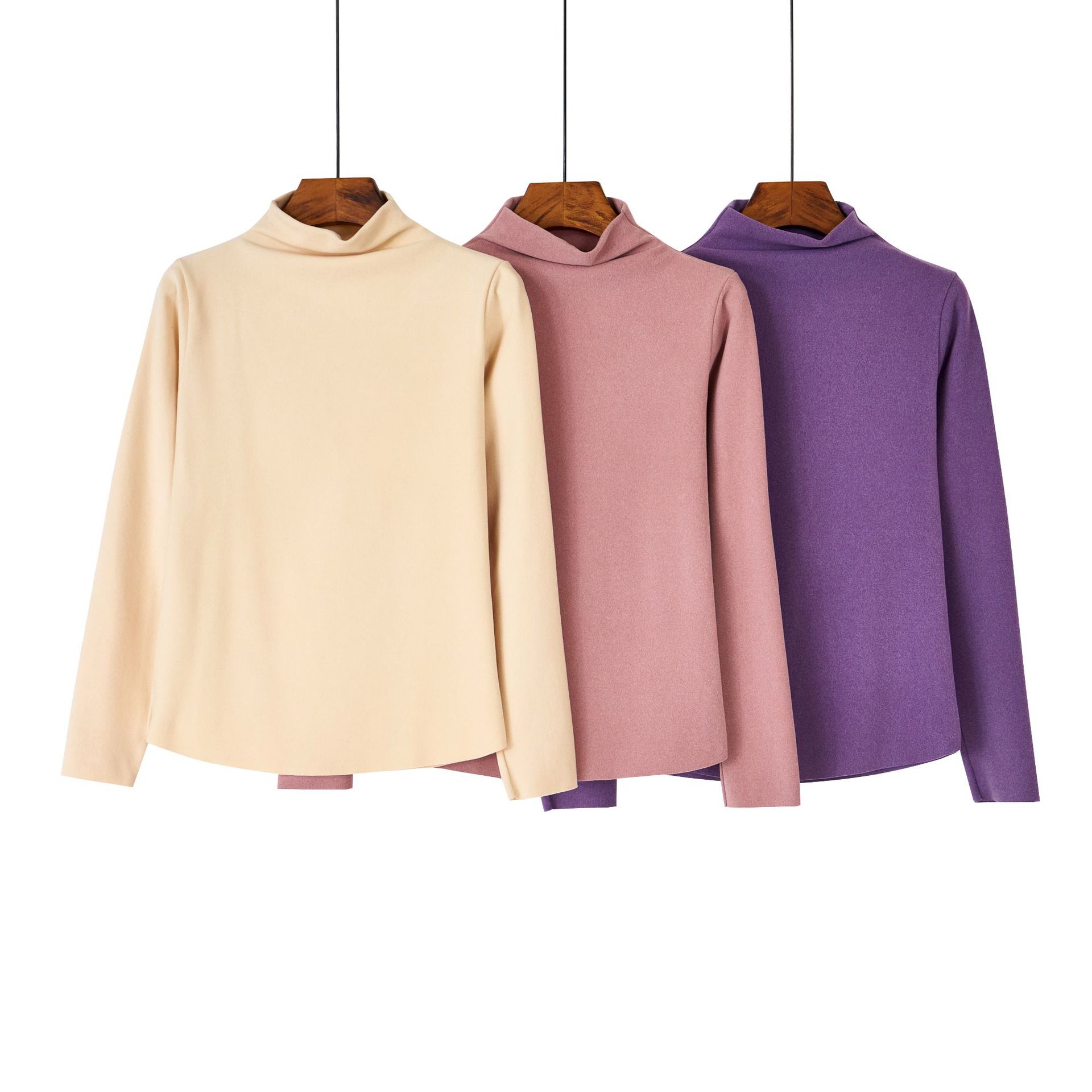 秋冬新款阳离子德绒打底衫韩版半高领长袖保暖上衣纯色百搭女上衣