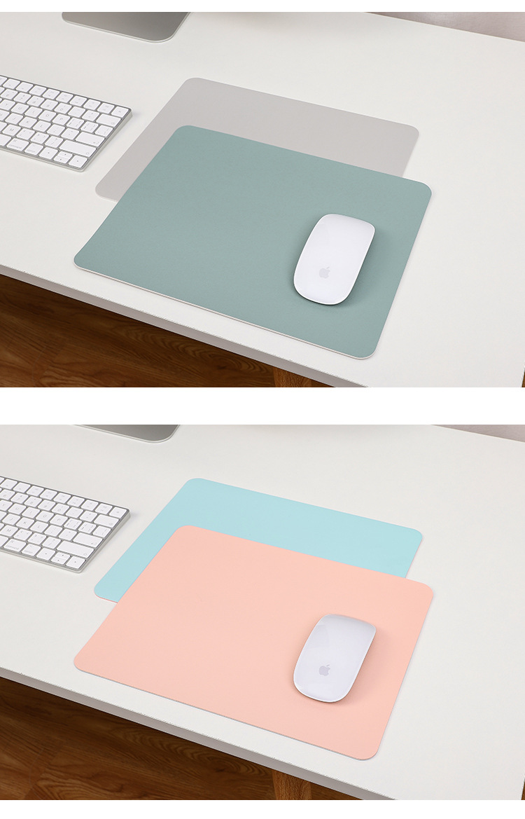 小号皮质鼠标垫简约纯色办公桌垫pu皮防水单面双面可爱鼠标垫