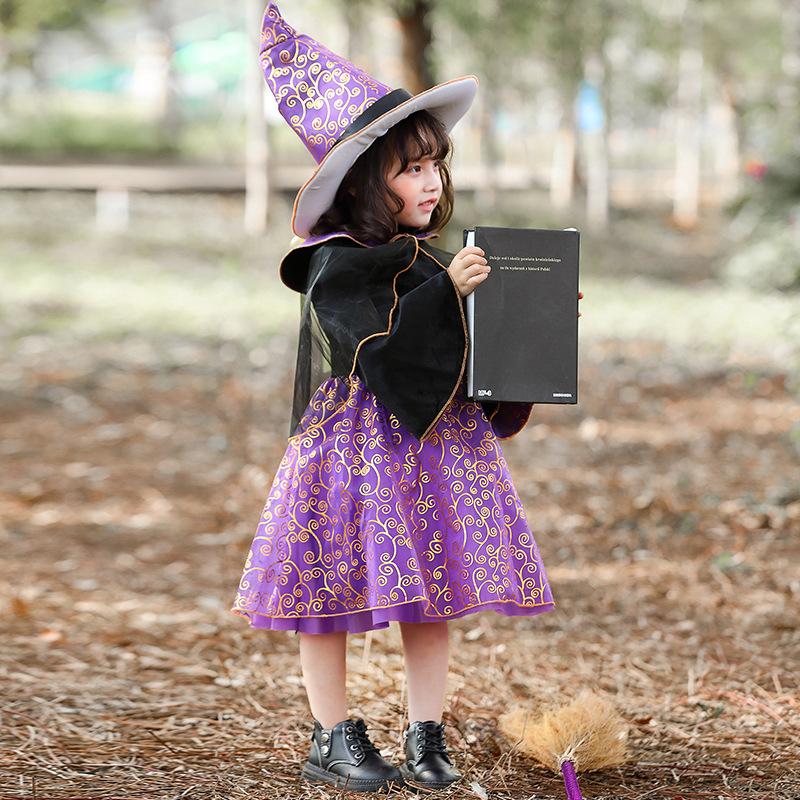 魔法师万圣节服装 紫色宫廷话剧舞台表演cosplay魔女演出服装巫婆采购