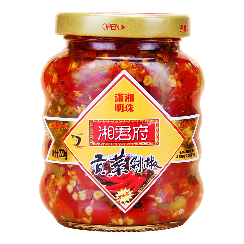 湘君府贡菜剁椒香辣酱剁辣椒河北邯郸鸡泽特产220g*1瓶