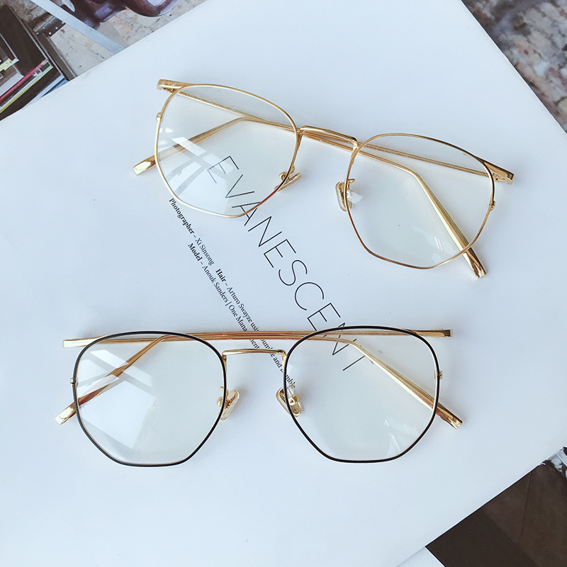 新款韩版复古不规则金丝边眼镜框 女不规则近视镜框 潮男平光镜架