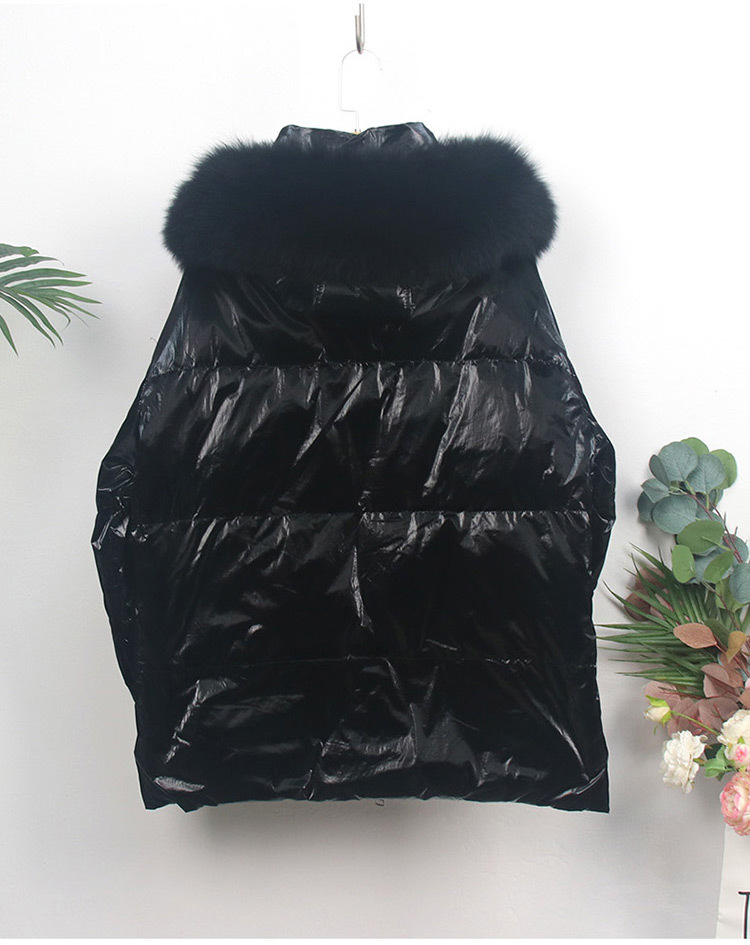 反季羽绒服女短款加厚漆皮亮面个性抽绳韩版宽松休闲大毛领外套潮