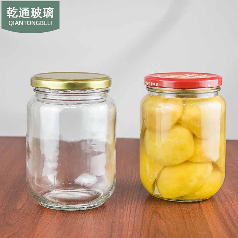 批发黄桃水果玻璃瓶空瓶500ml1000ml密封高温罐头瓶带盖