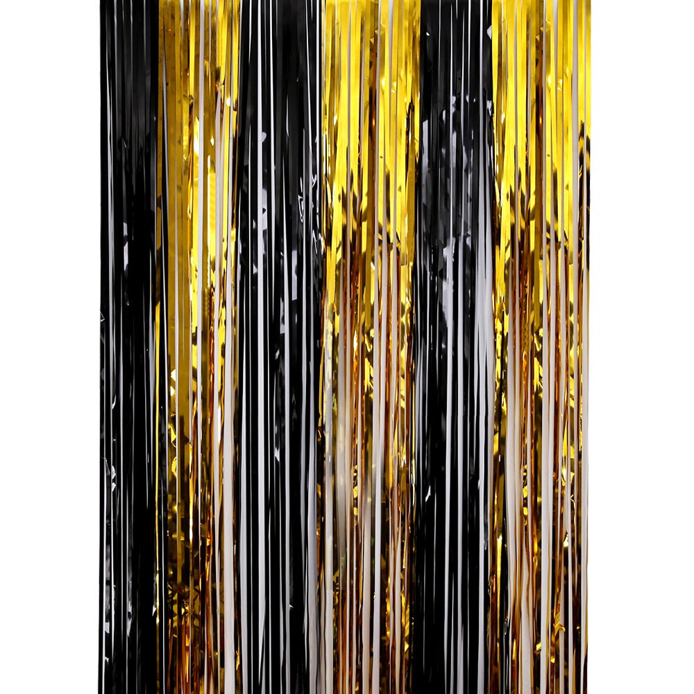 2023 New Black Gold Tinsel Curtain Holiday Party Decoration Scene Layout Props Halloween Decoration Tinsel Curtain