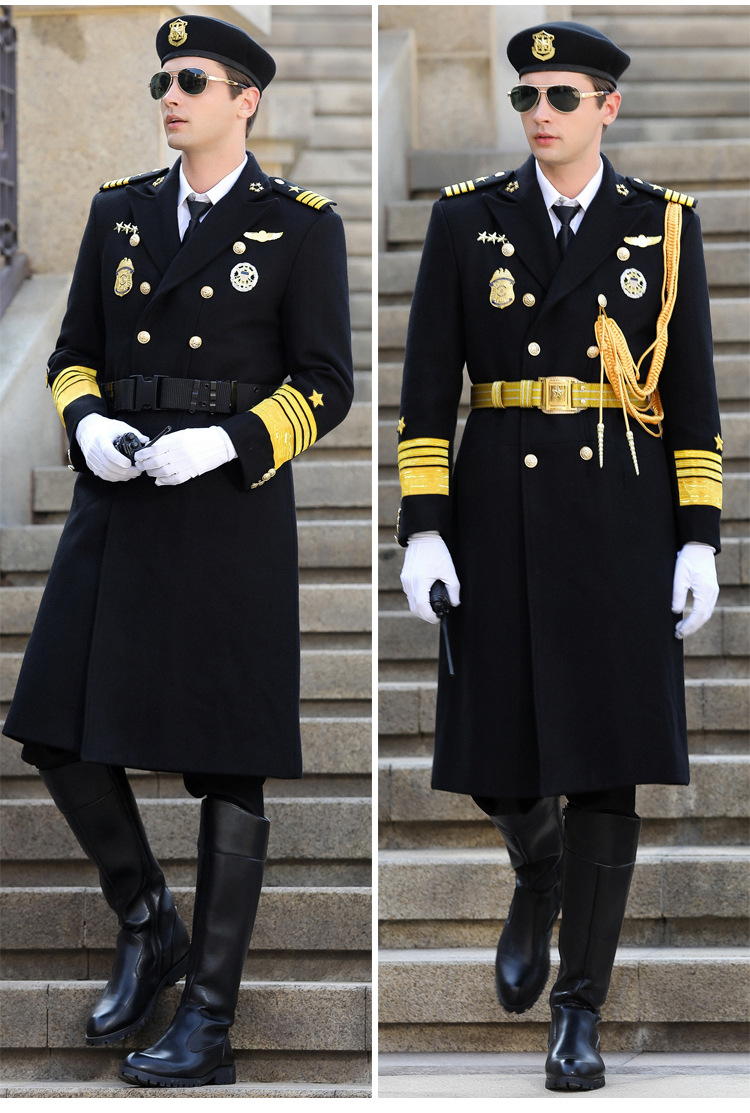 保安羊毛呢子大衣工作服男冬装形象岗礼宾服制服长款加棉加厚羊绒
