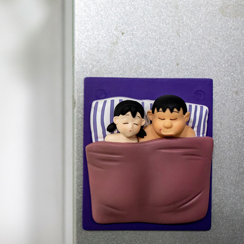 国产动漫手办q版毁童年系列公仔磁吸胖虎静香模型摆件