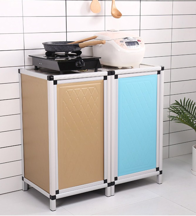 简易厨房带托盘单双煤气灶台柜放液化气瓶罐单个灶台柜子橱柜