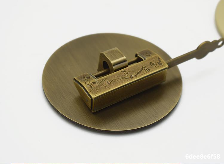 中式仿古纯铜家具圆形抽屉锁头纯铜挡片锁片铜板老式挂锁黄铜锁扣