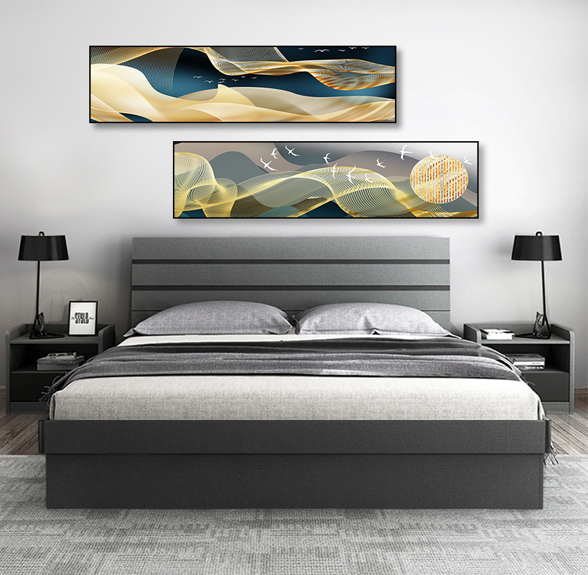 床头装饰画卧室墙面装饰麋鹿晶瓷画客厅背景墙挂画壁画墙画油画布