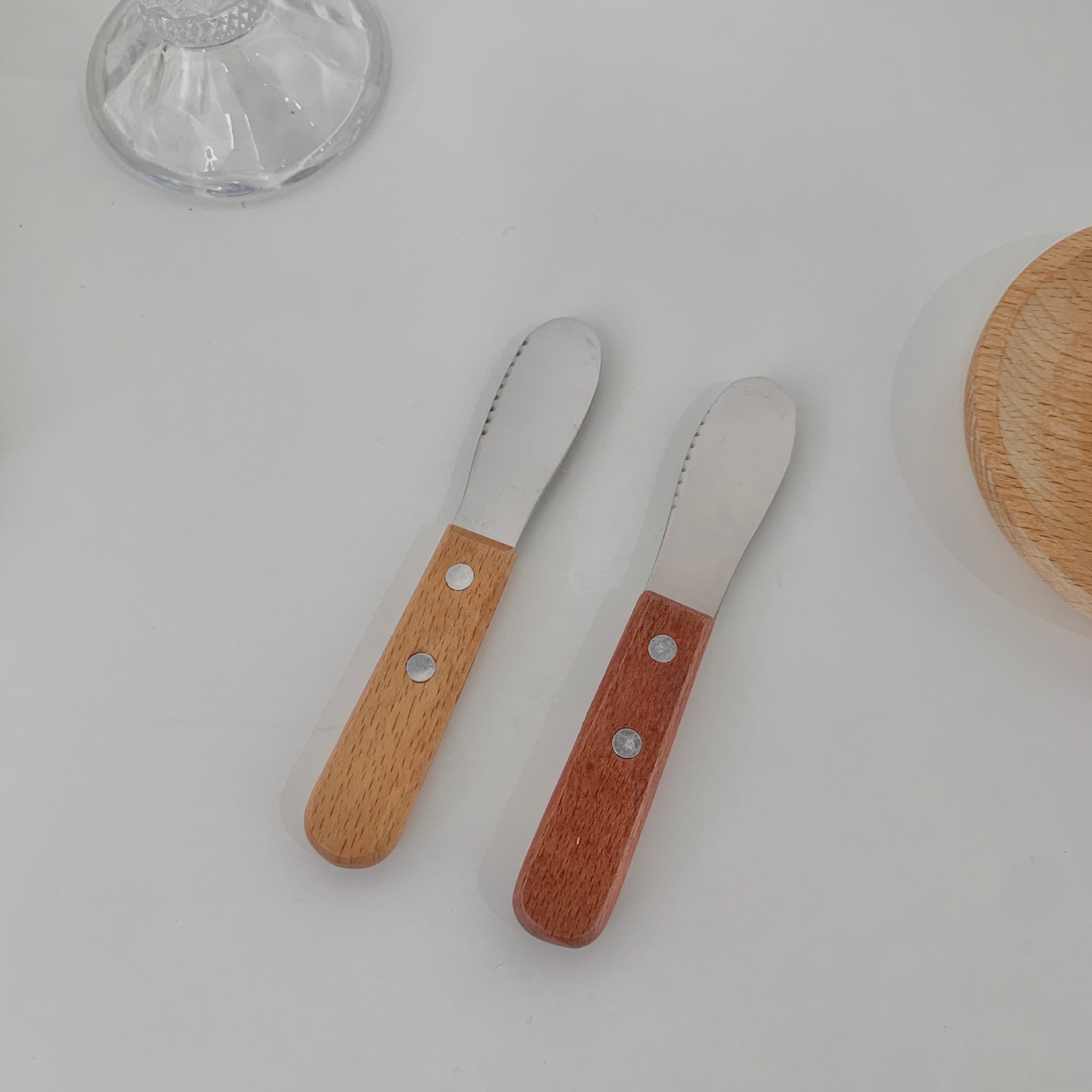 日式复古做旧实木手柄牛油刀面包锯齿奶油刀水果果酱刀烘培工具