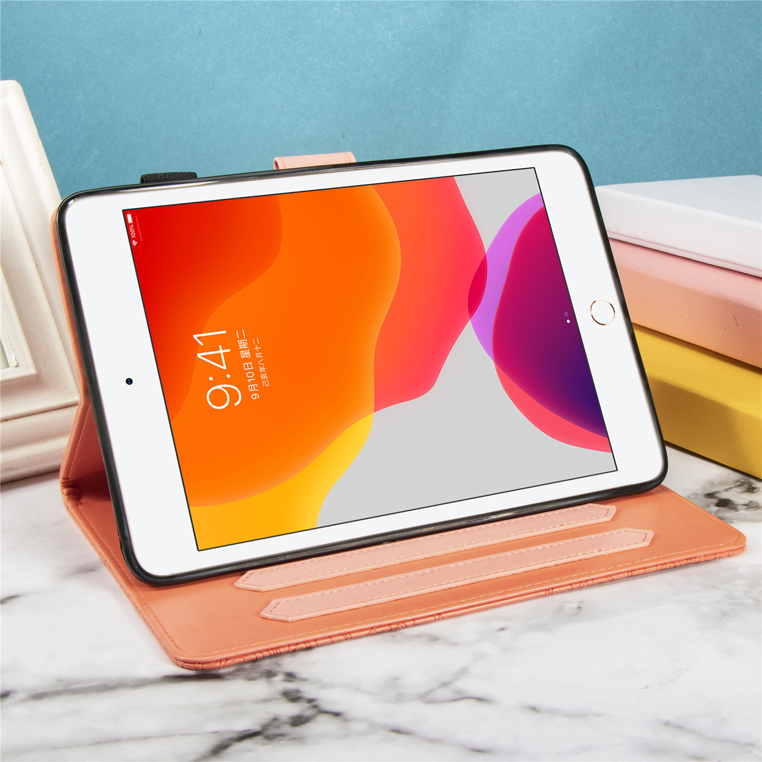 ipad pro11 2020款压花保护套mini曼陀罗书本式9.7寸插卡翻盖皮套
