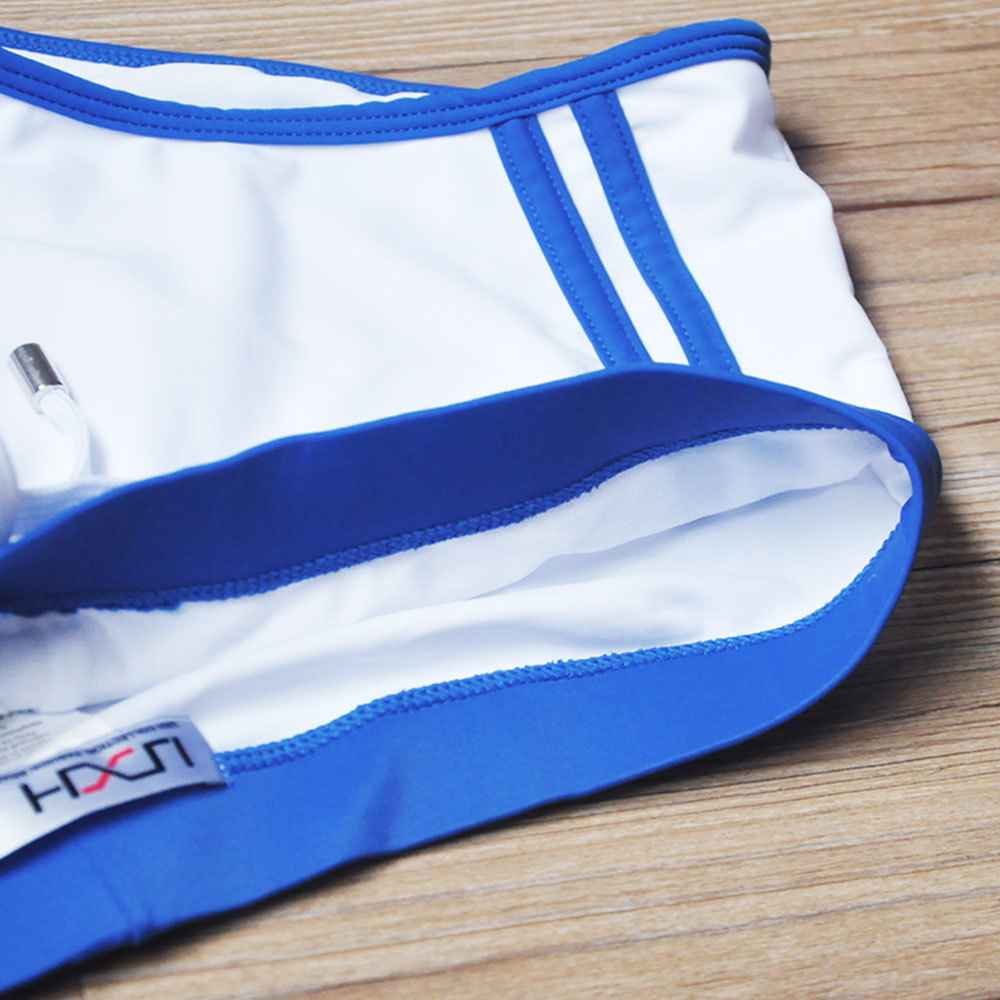 uxh 跨境男士白色平角泳裤时尚贴身性感白色游泳裤外贸四角泳裤男