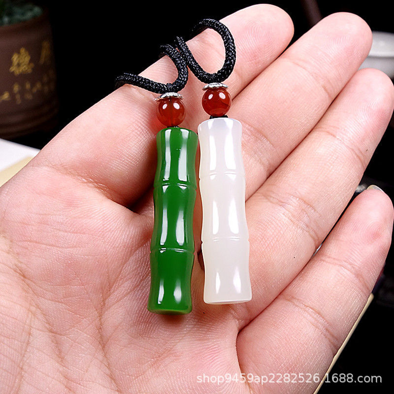 外贸料和田玉竹子吊坠 羊脂白富贵平安挂件男女款步步高升项坠