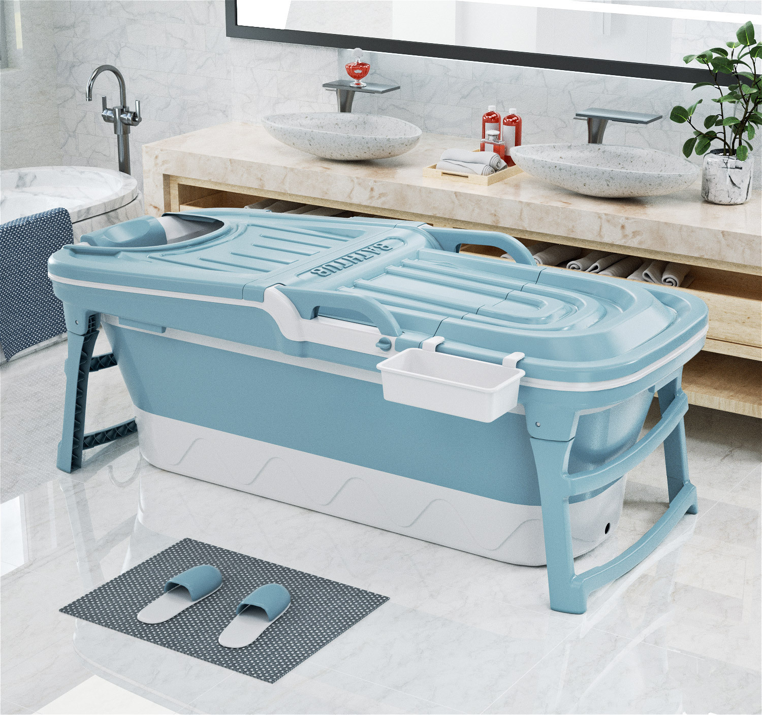 新款折叠沐浴桶儿童浴盆成人浴桶蒸泡两用大号浴盆婴儿洗澡盆