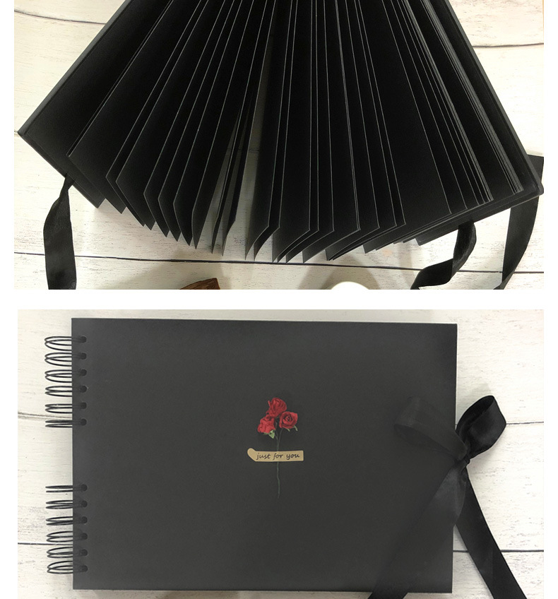 厂家直销黑卡纸黑色diy相册定制蝴蝶结丝带相册40张内页套装礼品