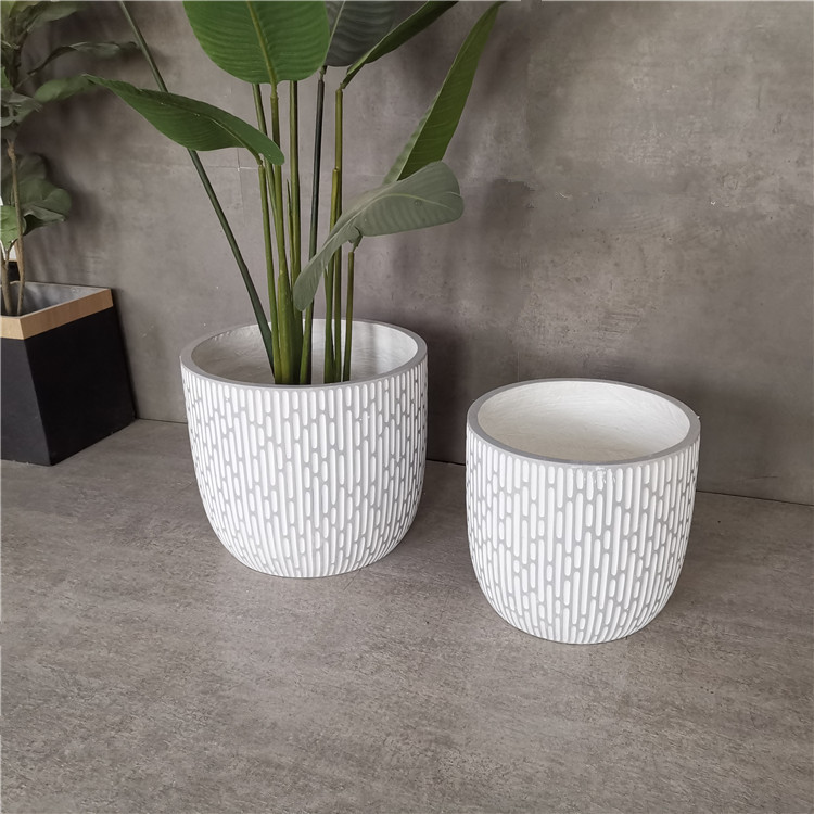 现代圆筒氧化镁花盆庭院园艺装饰商场会所大厅ktv微景观花艺摆件