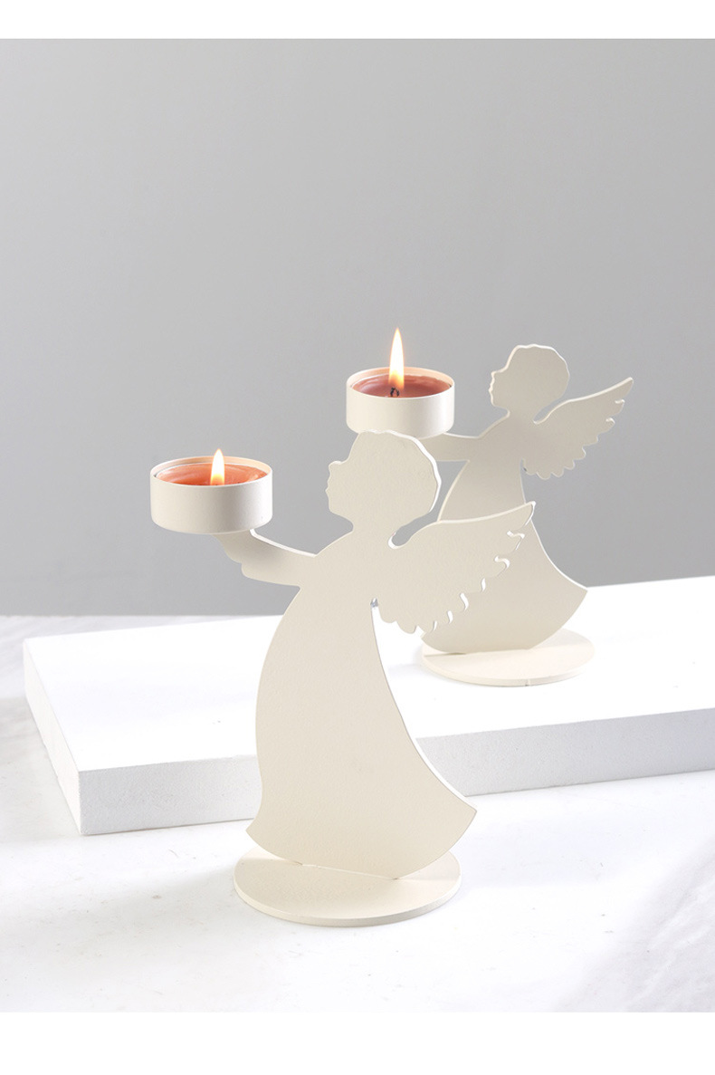 柔软时光定制铁艺蜡烛台桌面烛光晚餐道具礼物 婚庆礼物天使烛台