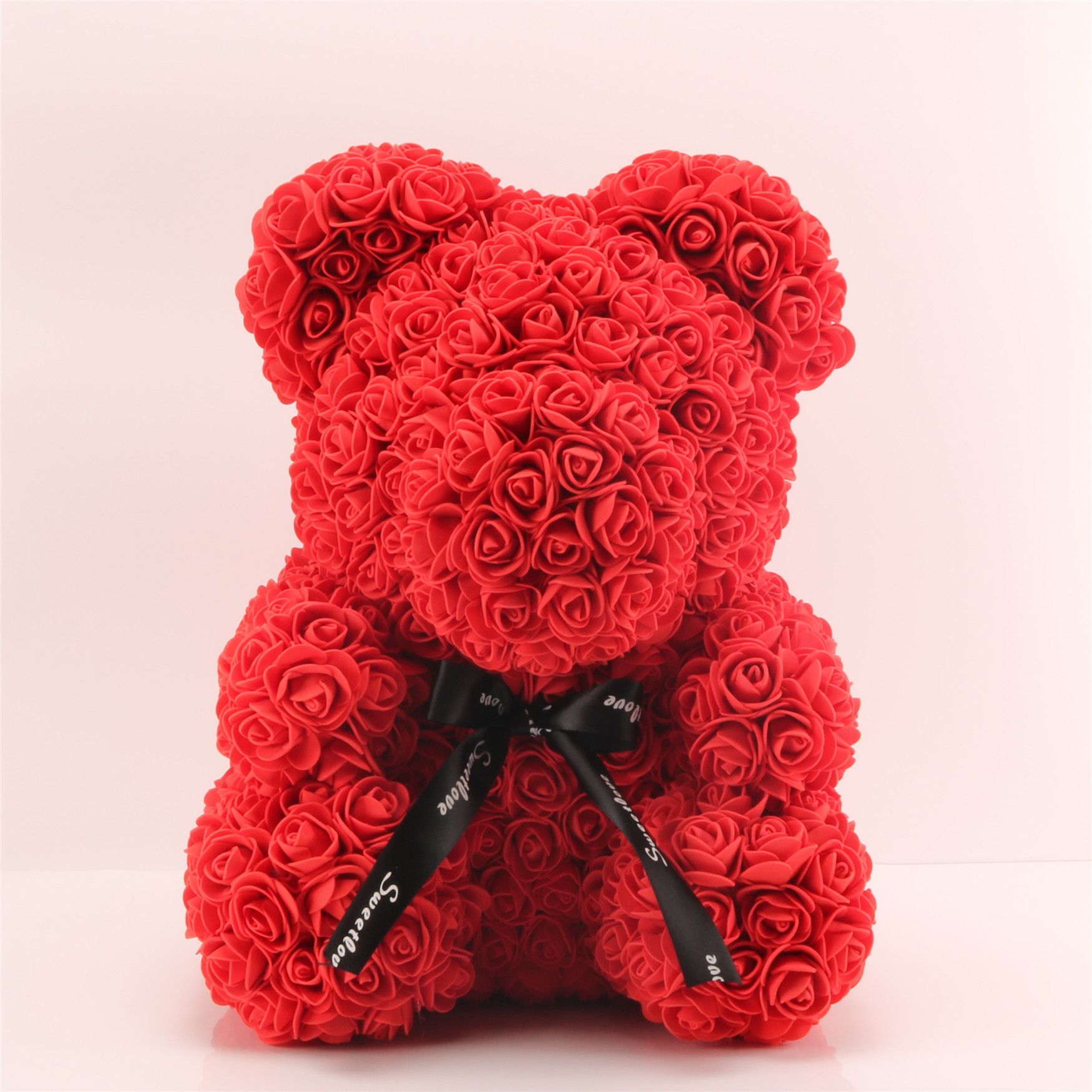 玫瑰熊礼盒40厘米泡沫花pe玫瑰花熊永生花抱抱熊玫瑰小熊厂家批发