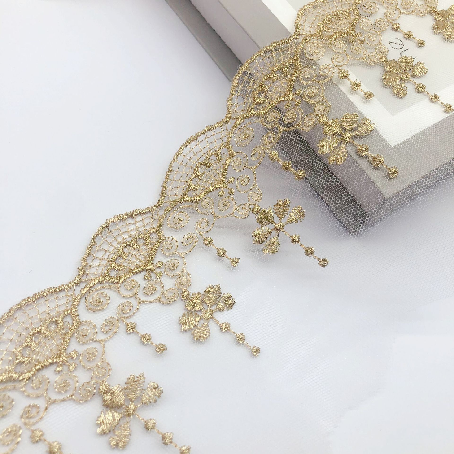 网布刺绣金线花边饰品辅料lolita裙边手工宽10cm配饰家居软饰现货
