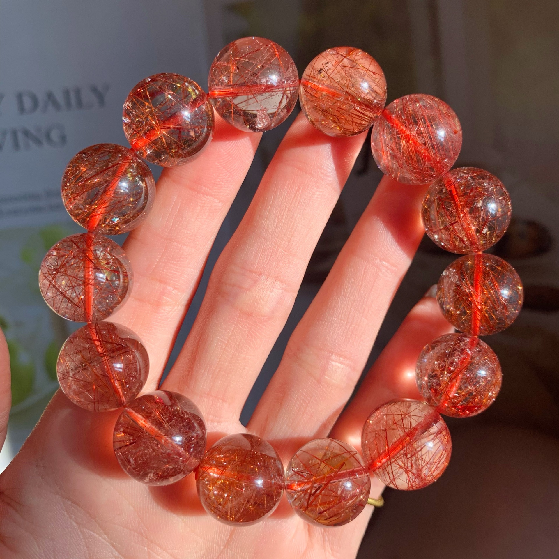 帝凯天然红发晶手链女单圈手饰品时尚水晶厂家批发手串