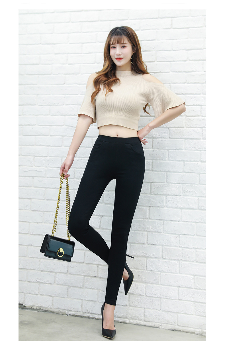 加长打底裤女超长外穿铅笔裤女 弹力显瘦紧身裤 高个子小脚裤女