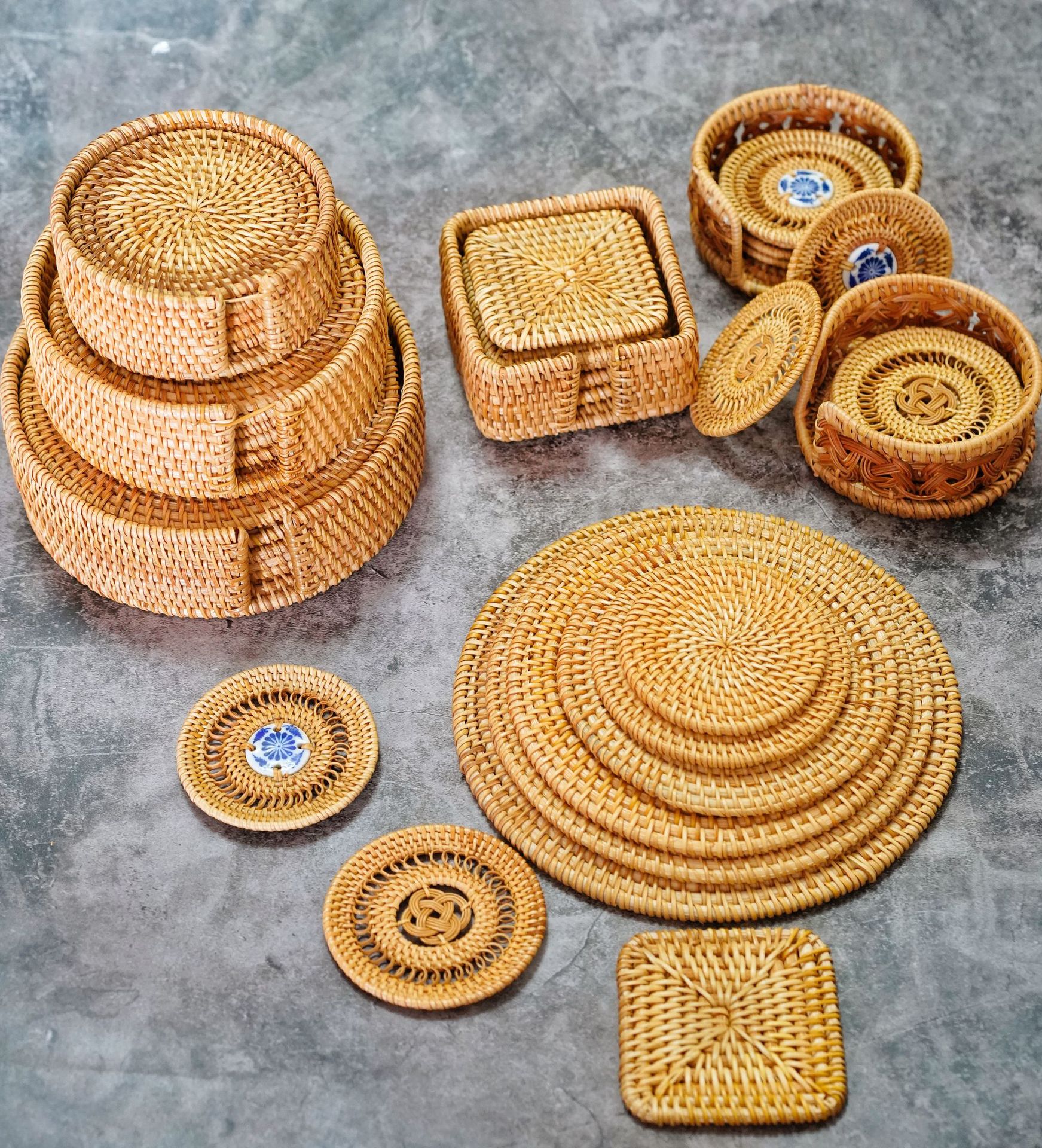 越南编织秋藤编杯垫茶垫托茶道茶壶托茶托隔热垫功夫茶具配件藤垫