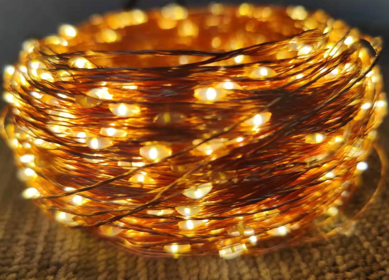 厂家直销欧规插头8功能led铜线灯圣诞节日装饰婚礼节日活动装饰灯