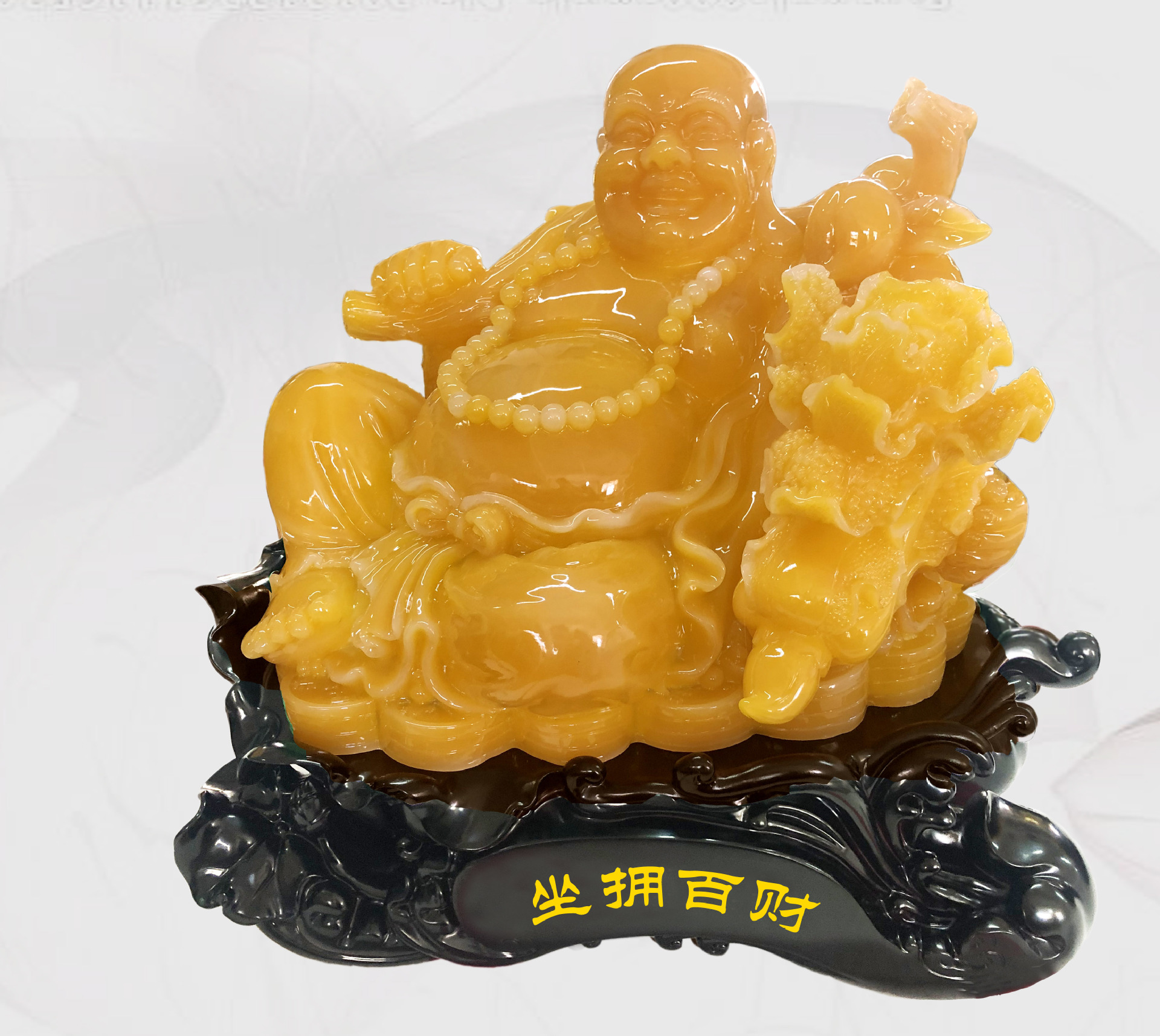 坐拥百财招财弥勒佛和尚家居装饰办公招财风水树脂工艺礼品摆件