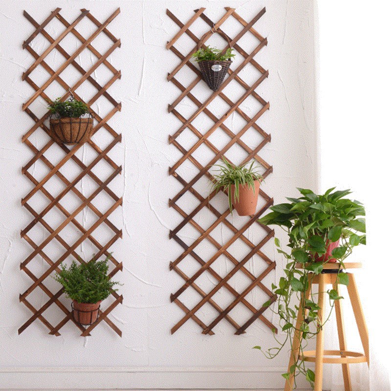 实木网格装饰壁挂墙上室外美化阳台悬挂折叠花架 可折叠收纳多层