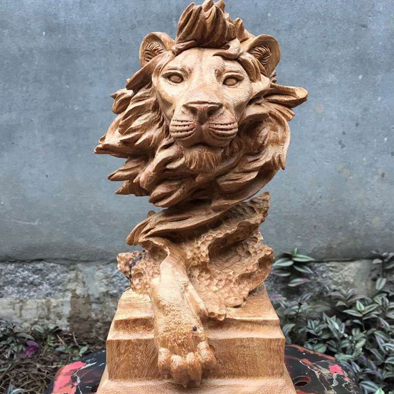 太行崖柏狮子雕刻根雕艺术品树根原木天然随形根艺木雕工艺品摆件