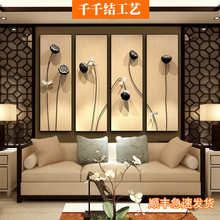 新中式装饰画客厅玄关走廊沙发茶室书房卧室背景壁画竖版喷绘挂画