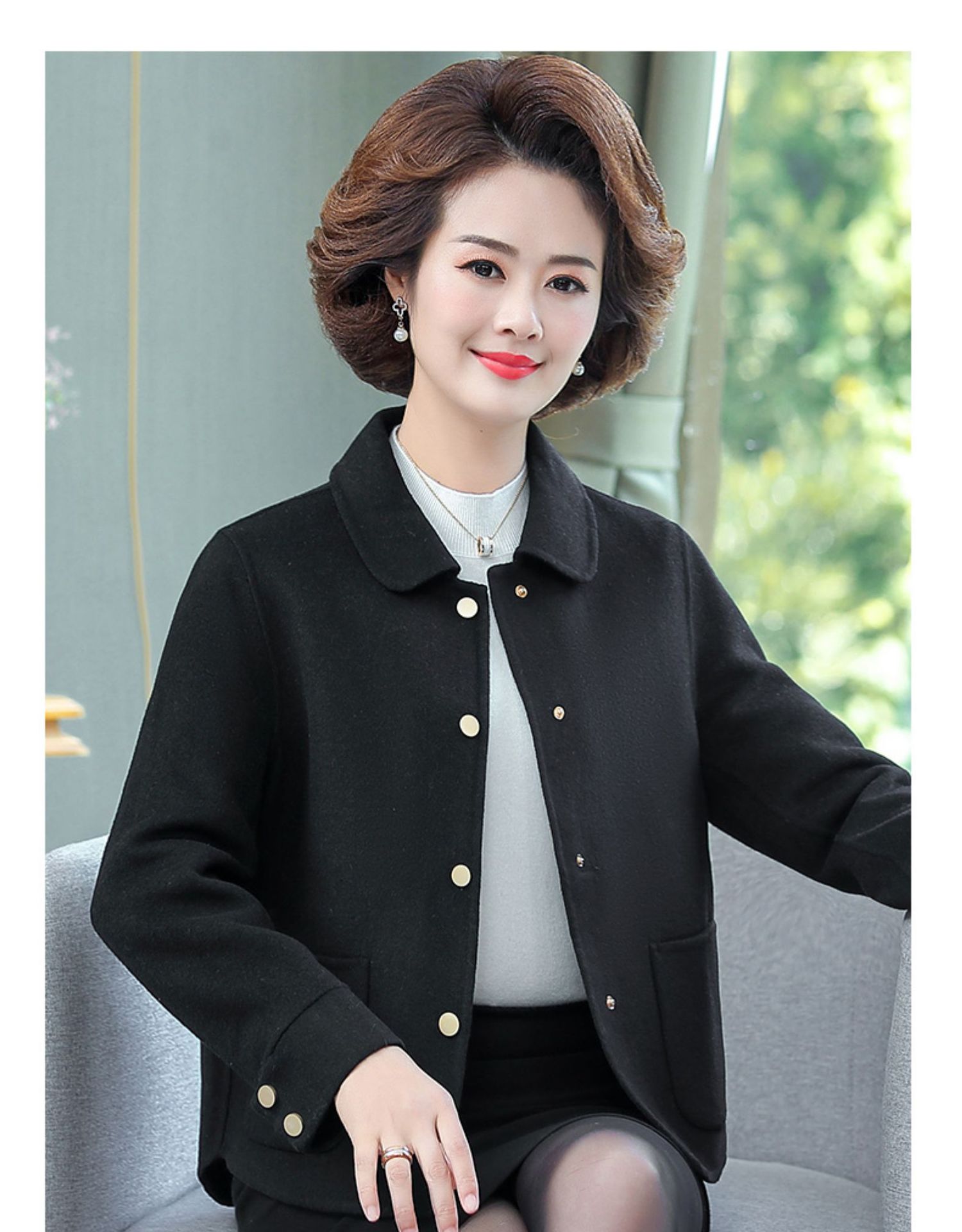 双面呢羊绒大衣女中年秋冬装2020新款小个子妈妈气短款毛呢外套