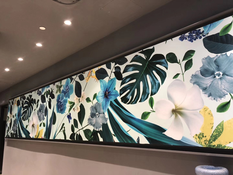 油画布uv打印 企业文化背景墙印刷 展厅背景墙布油画布喷绘