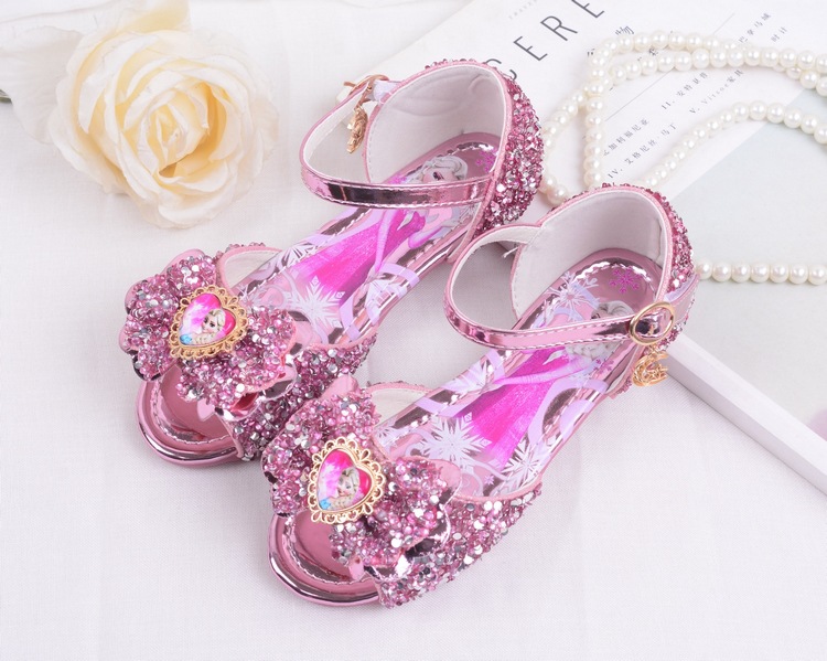 女童公主鞋软底水晶鞋女儿童平底爱莎凉鞋小女孩粉色冰雪奇缘鞋子