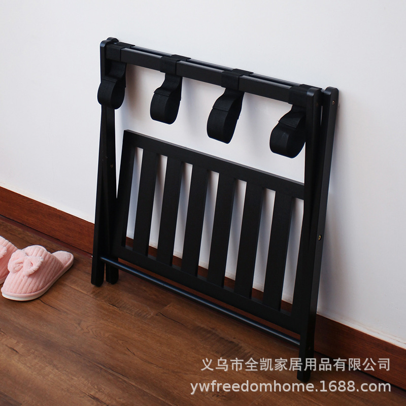 Hotel Luggage Carrier Black Household High-Grade Bamboo Folding Bedroom Storage Rack Simple Double-Layer Luggage Rack