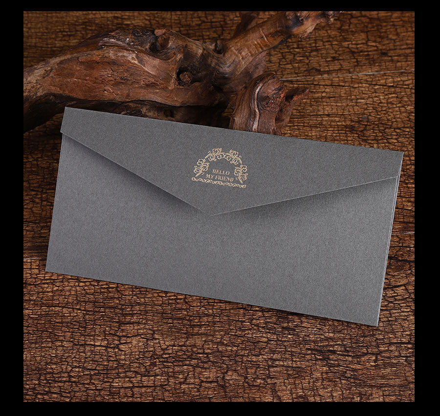 复古牛皮纸烫金信封 高档邀请函信封定制 企业宣传信封袋信纸定做