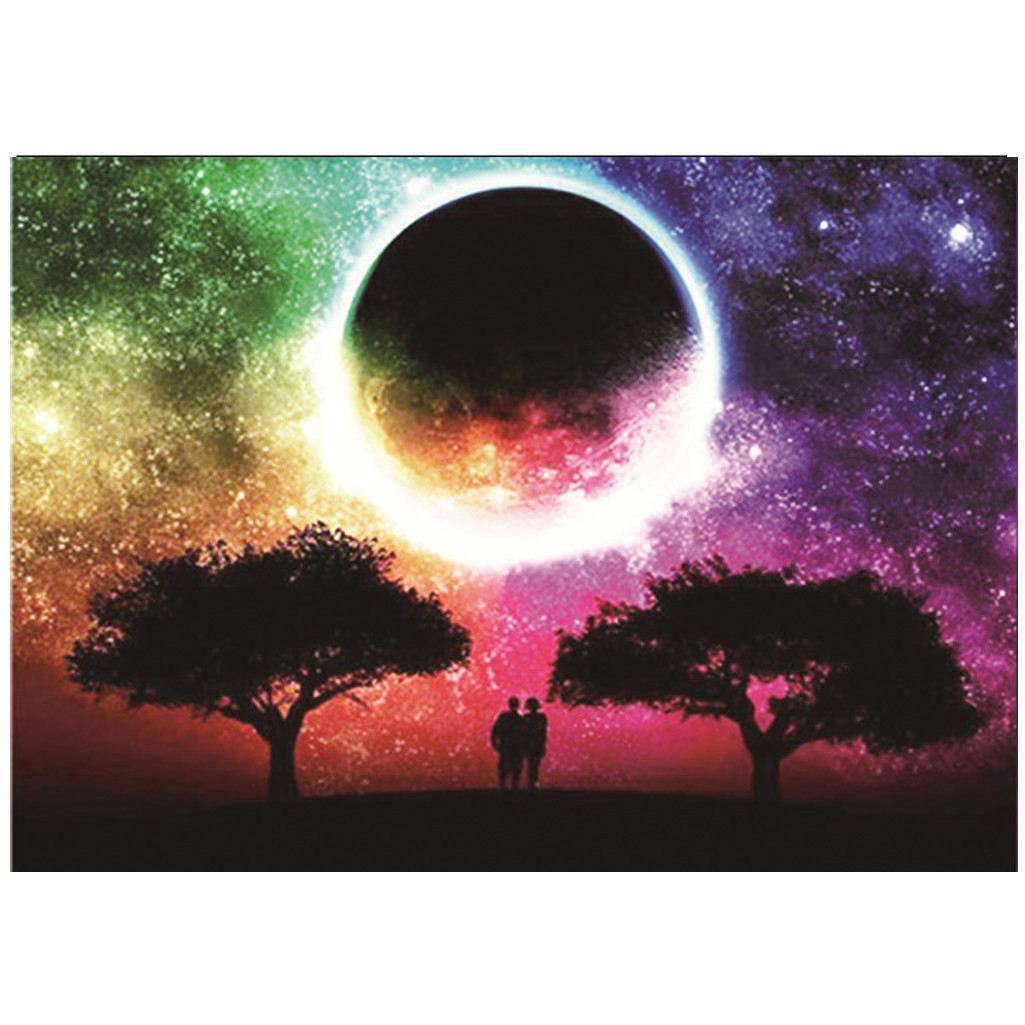 外贸款diy钻石画 满钻月亮 点钻十字绣装饰画 亚马逊风景钻石绘画