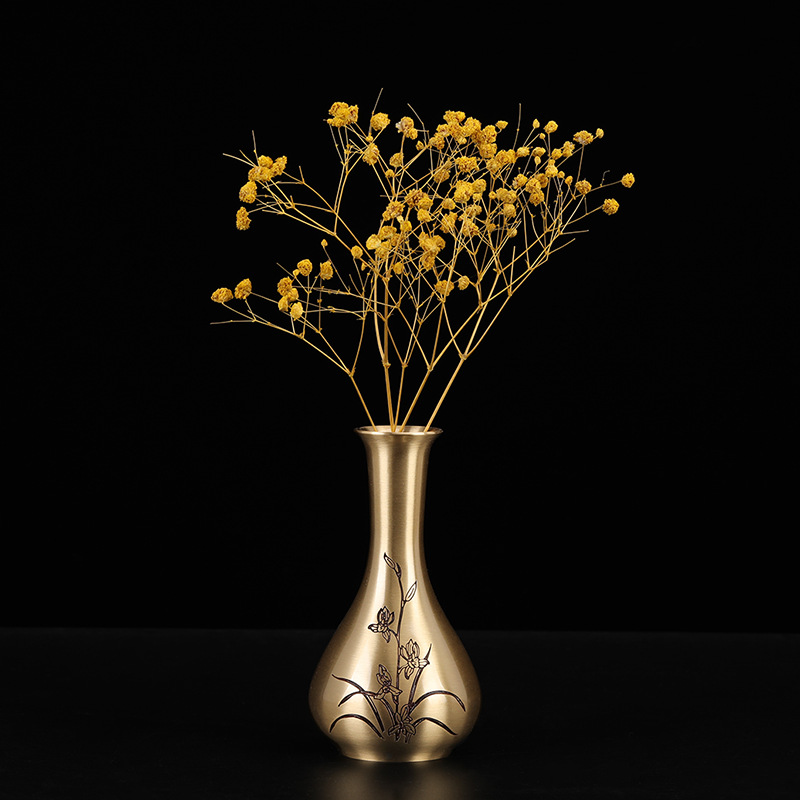 欧式风格全铜花瓶居家工艺品摆件家用仿古插花电视柜桌面摆设