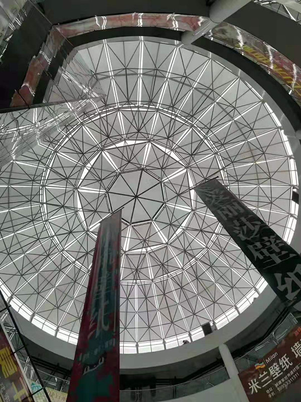 商场采光顶阳光房遮阳天棚帘室内遮阳帘卷轴式天棚帘防火面料