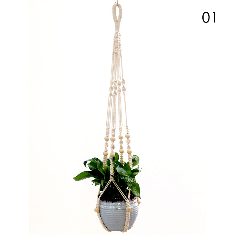 Exclusive for Cross-Border Cotton String Flowerpot Cradle and Flower Pot Net Pocket Cotton String Plant Hanging Flowerpot Net Pocket