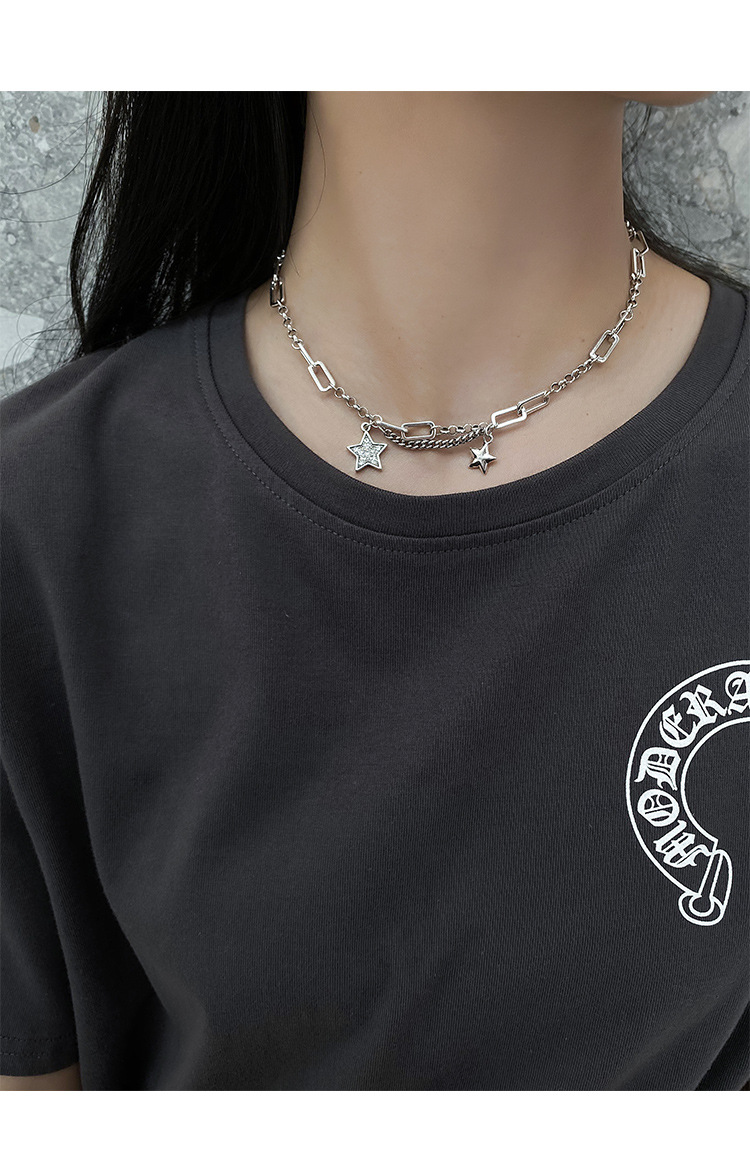 复古星星项链女潮网红颈链ins冷淡风嘻哈锁骨链脖子饰品颈带项圈