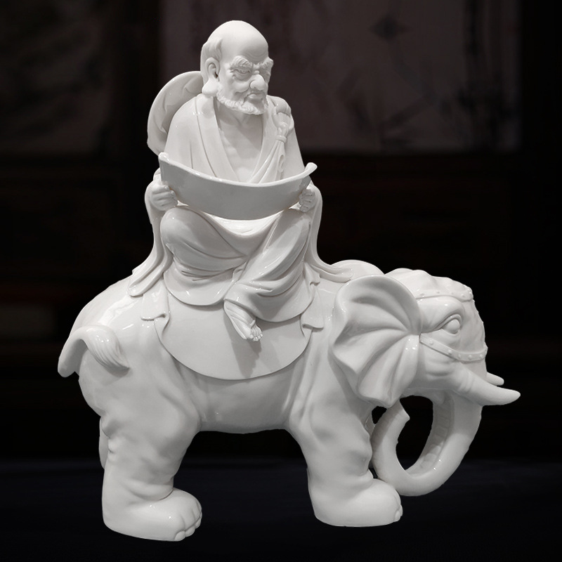 十八罗汉佛像骑象罗汉德化陶瓷仿古瓷工艺品家居饰品摆件一件代发